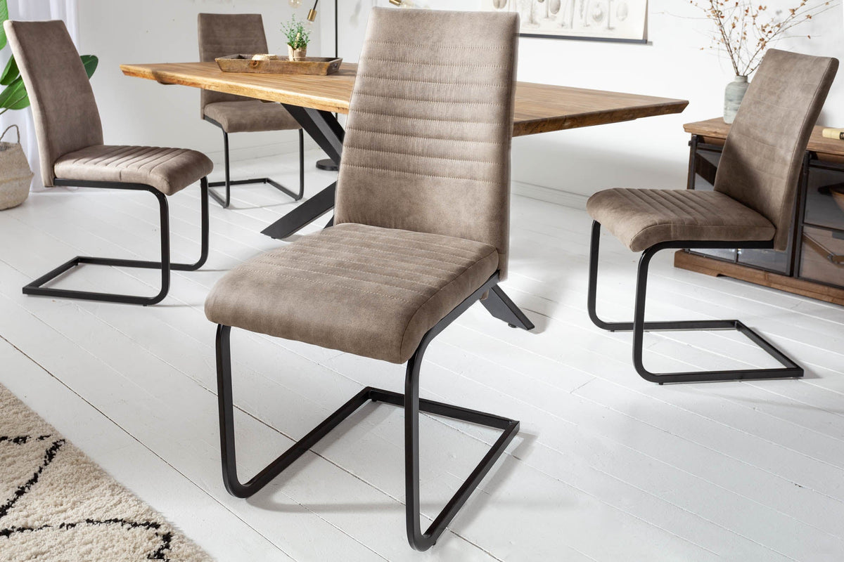 Lot de 2x Chaise cantilever industrielle APARTMENT taupe antique avec structure en métal