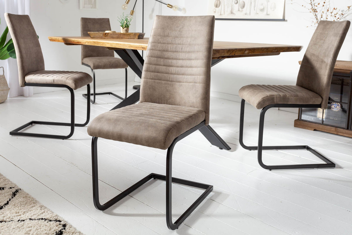 Lot de 2x Chaise cantilever industrielle APARTMENT taupe antique avec structure en métal