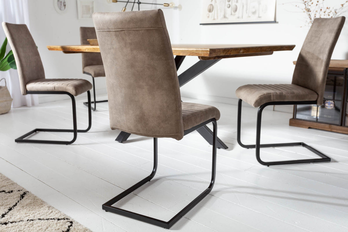 Lot de 2x Chaise cantilever industrielle APARTMENT taupe antique avec structure en métal