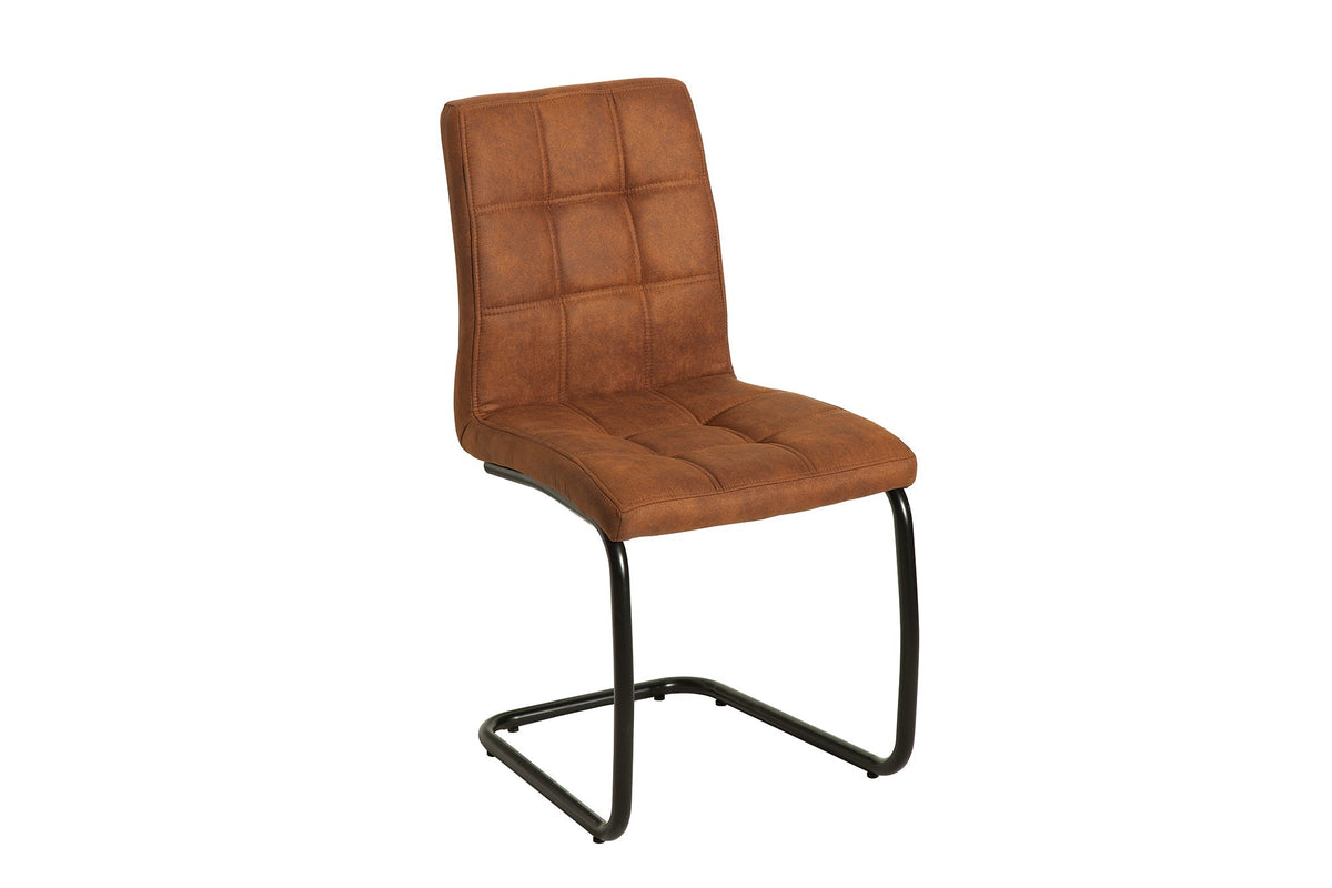 Lot de 2x Chaise cantilever industrielle MODENA marron clair avec matelassage décoratif