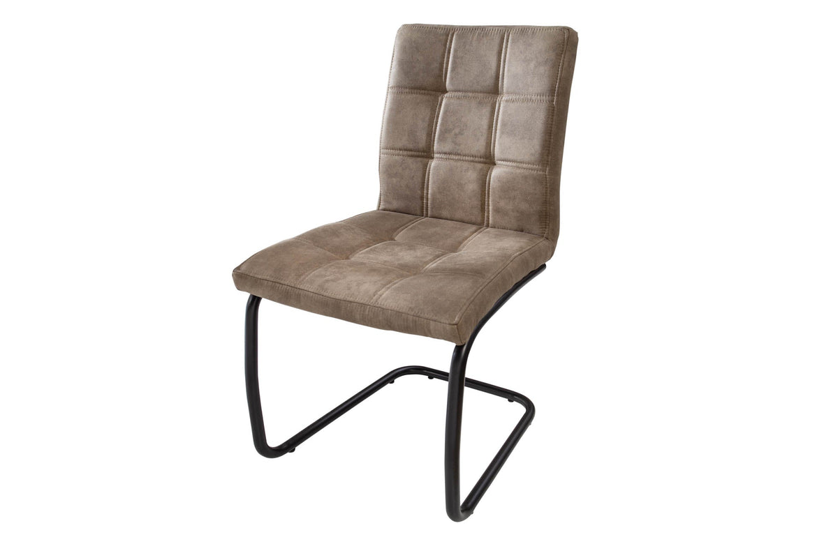 Lot de 2x Chaise cantilever industrielle MODENA taupe vintage avec matelassage décoratif