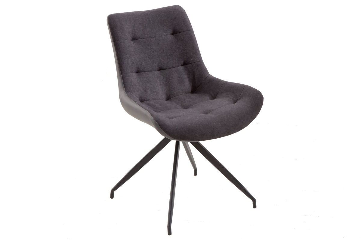 Lot de 2x Chaise design DIVANI gris foncé structure métallique noir dans le style Retro