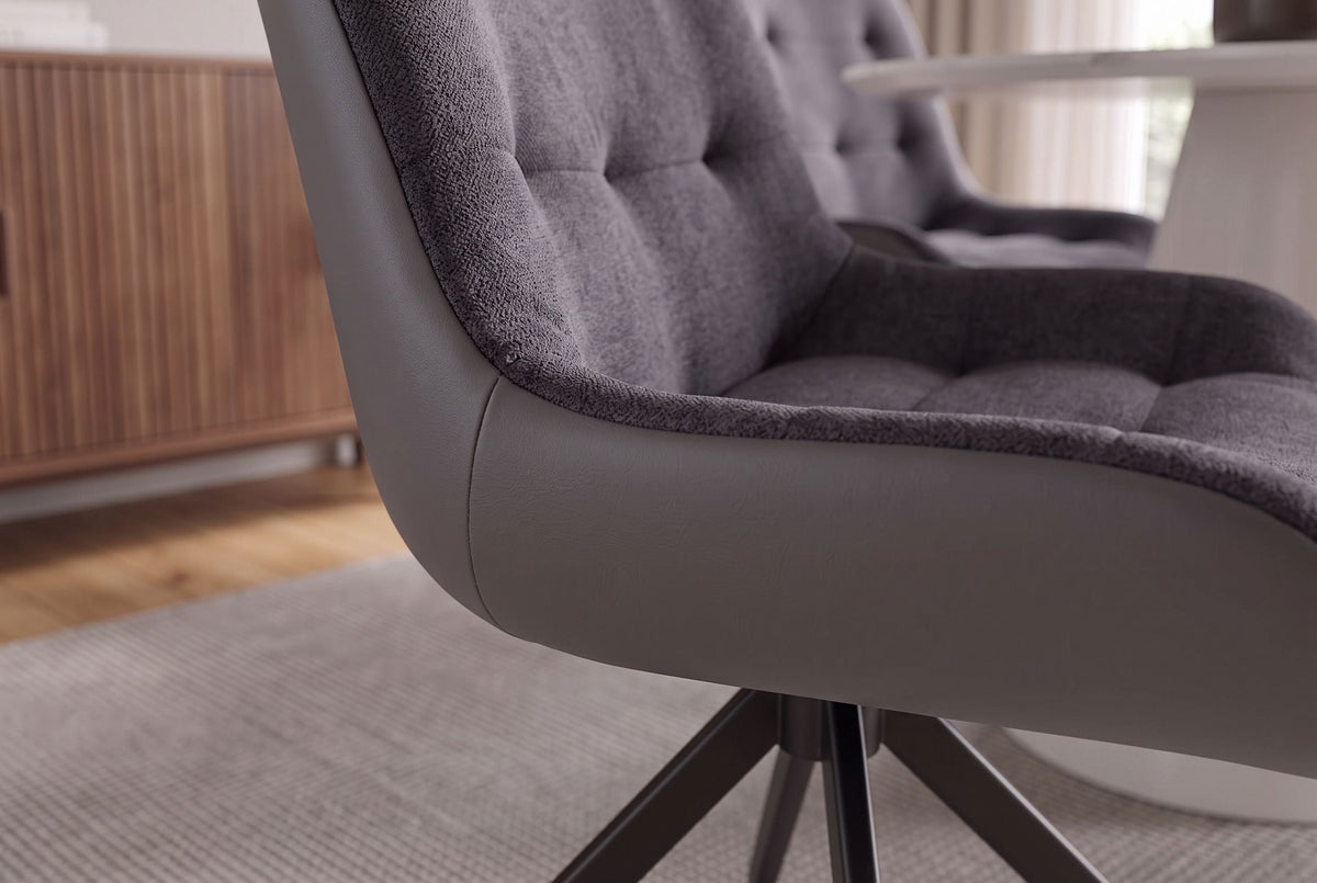 Lot de 2x Chaise design DIVANI gris foncé structure métallique noir dans le style Retro