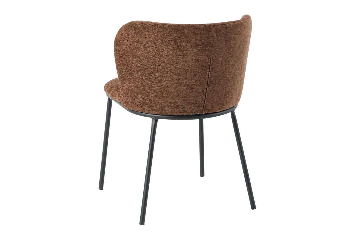 Lot de 2x Chaise design LYON brun Chenille pieds métal noir