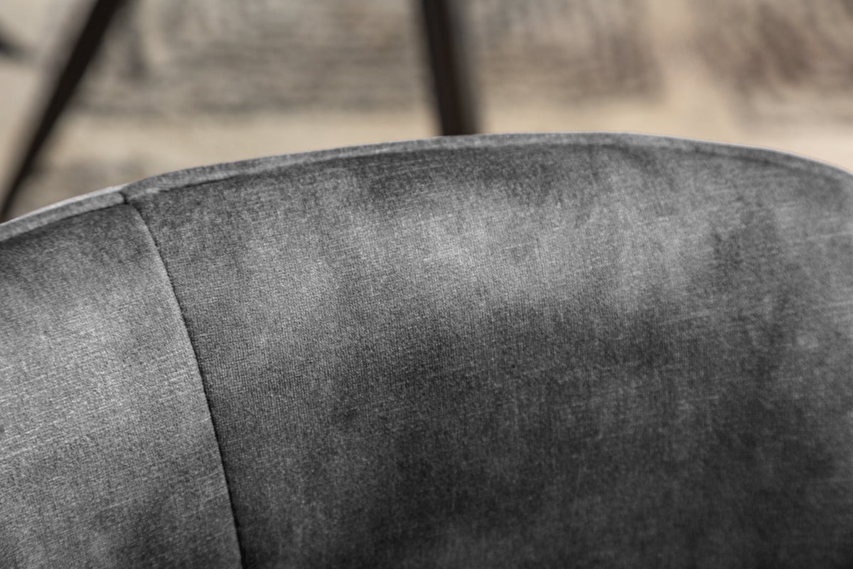 Lot de 2x Chaise design pivotante EUPHORIA velours gris foncé avec accoudoir piètement métal noir (réf. 40263)