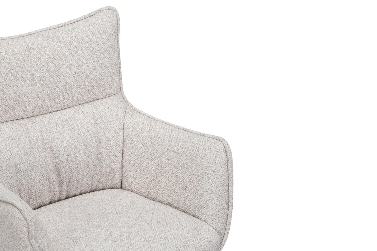 Lot de 2x Chaise design pivotante VOGUE beige naturel tissu structuré bois de chêne 360° avec accoudoir