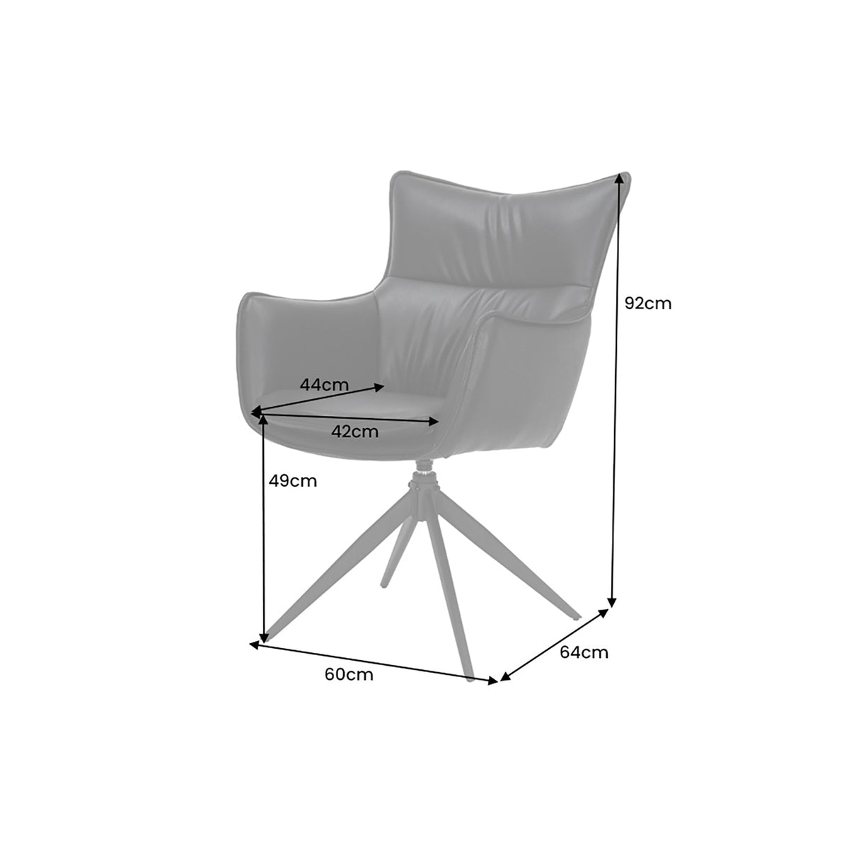Lot de 2x Chaise design pivotante VOGUE brandy brun similicuir noir métal 360° avec accoudoir