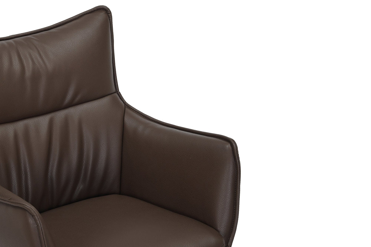 Lot de 2x Chaise design pivotante VOGUE brandy brun similicuir noir métal 360° avec accoudoir