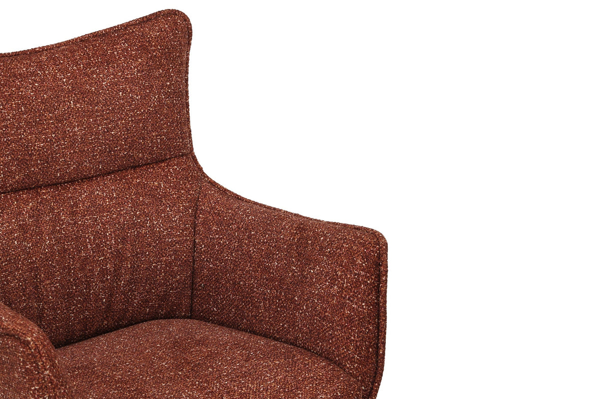 Lot de 2x Chaise design pivotante VOGUE brun rouille naturel tissu structuré chêne 360° avec accoudoir