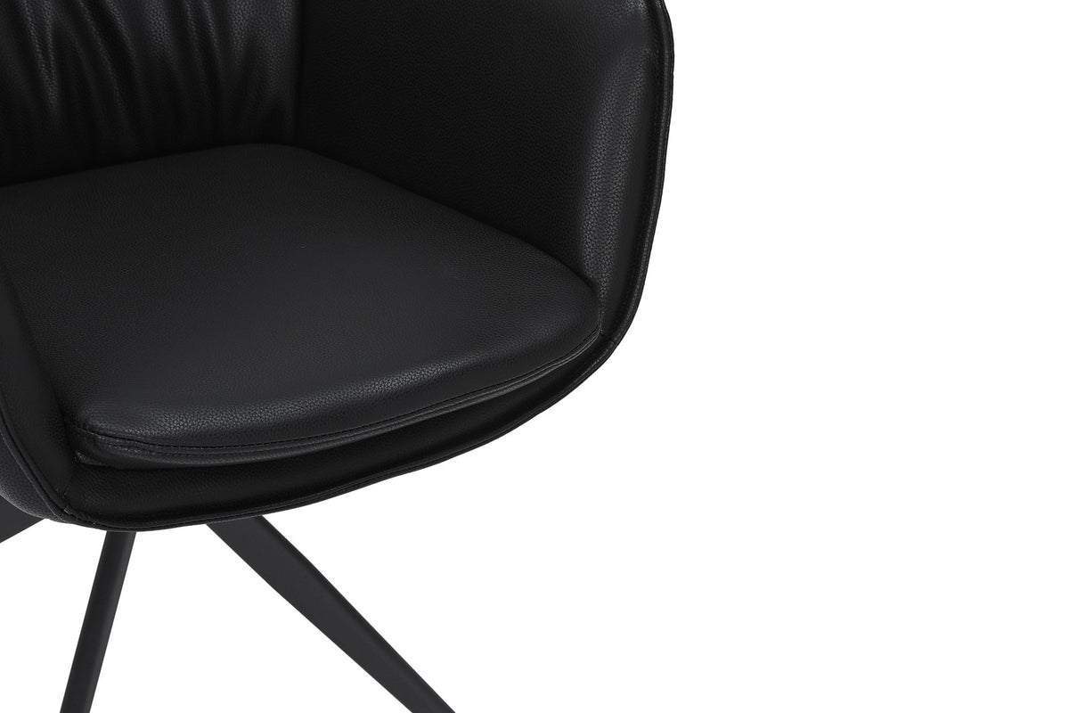 Lot de 2x Chaise design pivotante VOGUE noire similicuir métal 360° avec accoudoir