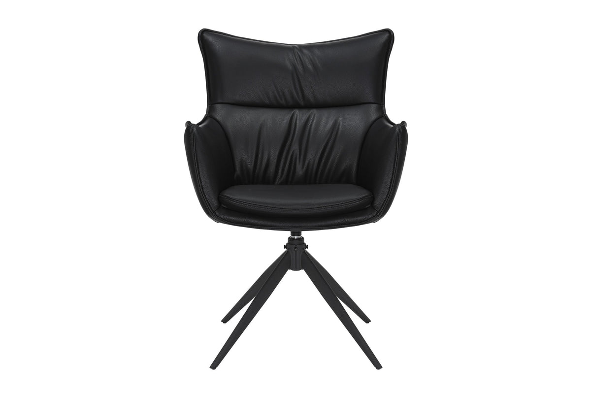 Lot de 2x Chaise design pivotante VOGUE noire similicuir métal 360° avec accoudoir