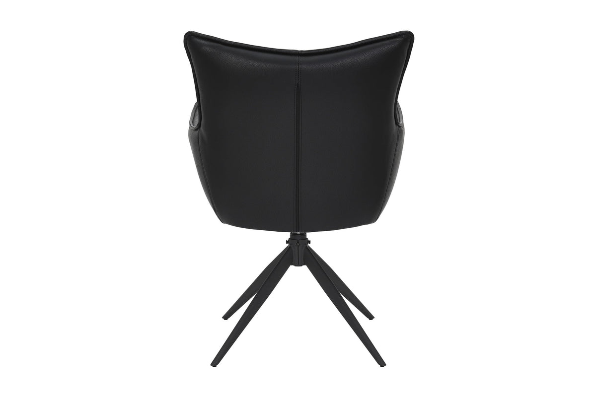 Lot de 2x Chaise design pivotante VOGUE noire similicuir métal 360° avec accoudoir