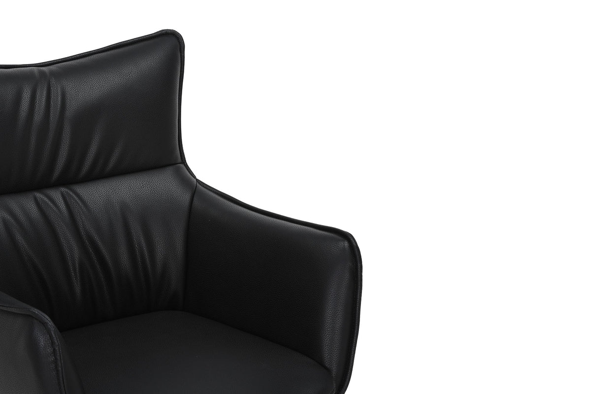 Lot de 2x Chaise design pivotante VOGUE noire similicuir métal 360° avec accoudoir