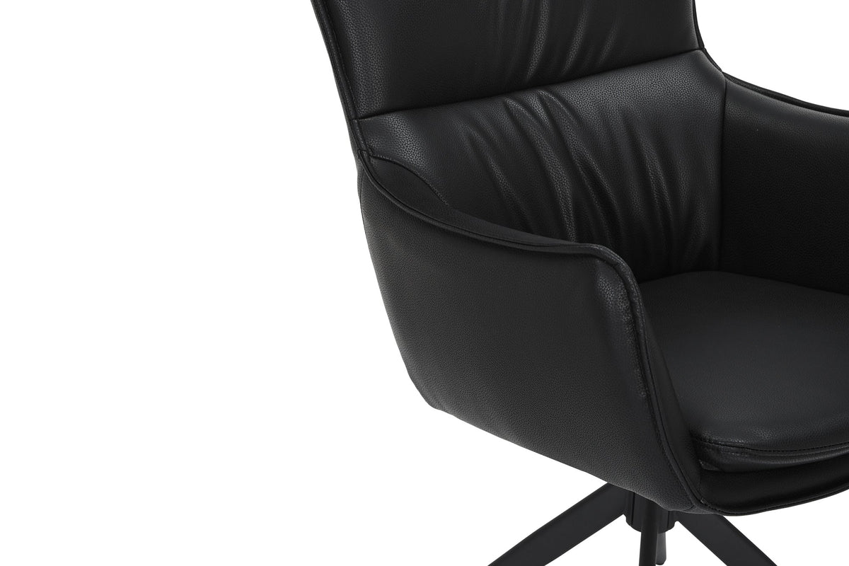 Lot de 2x Chaise design pivotante VOGUE noire similicuir métal 360° avec accoudoir
