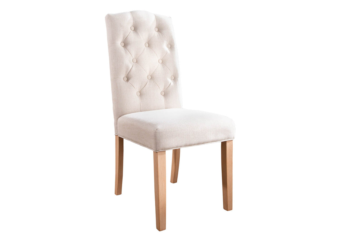 Lot de 2x Chaise élégante CASTLE beige avec rembourrage Chesterfield
