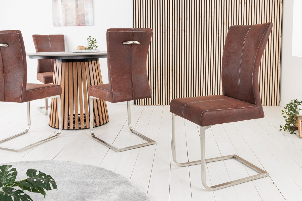 Lot de 2x Chaise luge SAMSON café foncé structure en acier inoxydable avec poignée confort