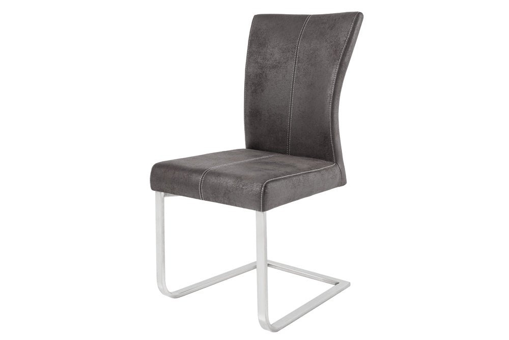 Lot de 2x Chaise luge SAMSON structure inox gris vintage avec poignée confort