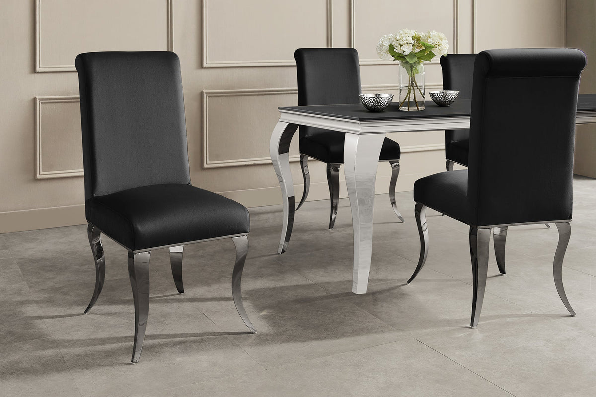 Lot de 2x Chaise MODERN BAROCK DELUXE noir velours avec pieds en acier inoxydable argenté