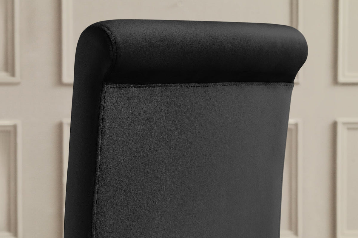 Lot de 2x Chaise MODERN BAROCK DELUXE noir velours avec pieds en acier inoxydable argenté