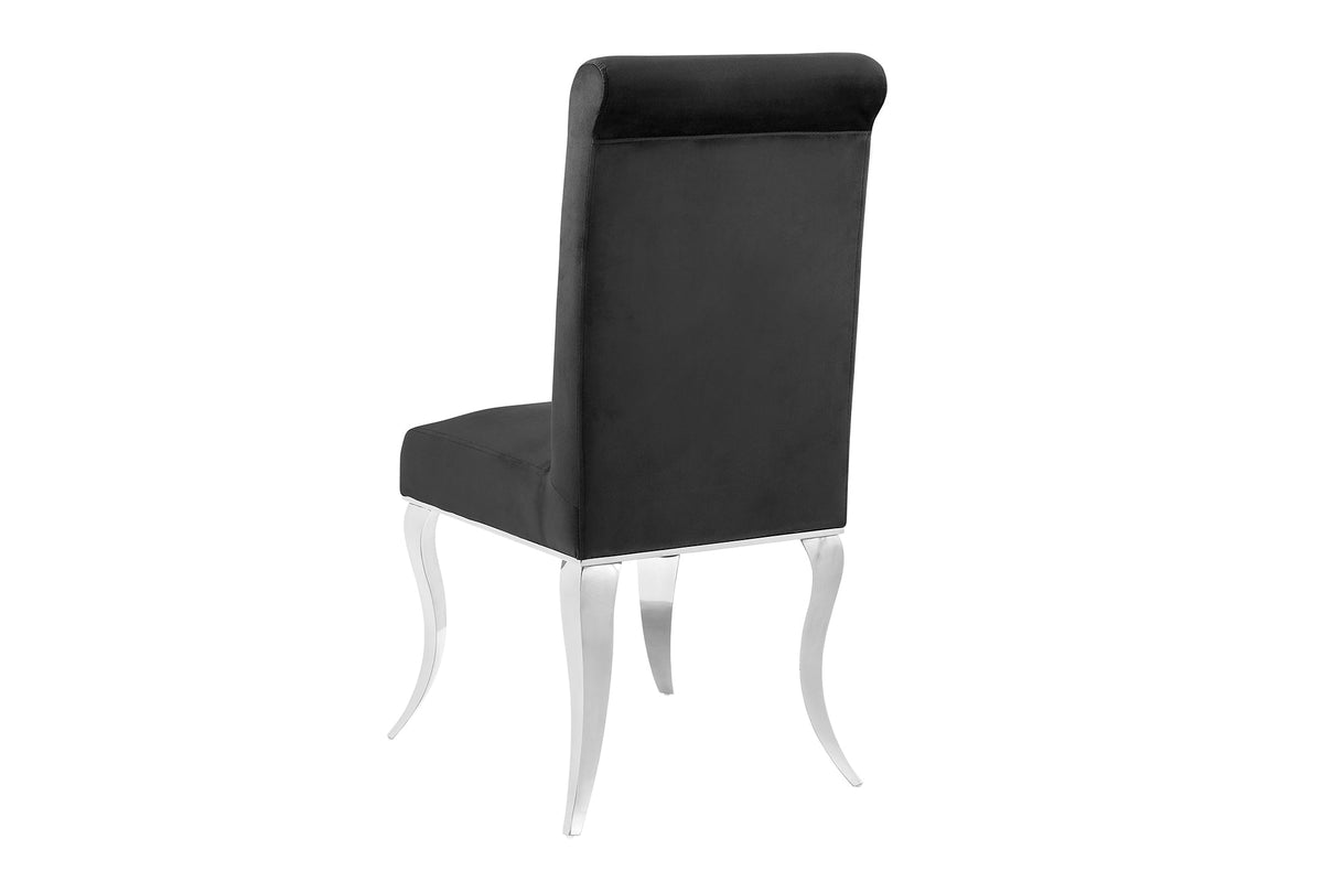 Lot de 2x Chaise MODERN BAROCK DELUXE noir velours avec pieds en acier inoxydable argenté