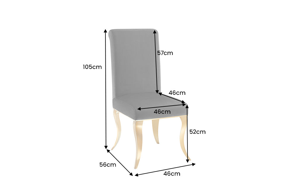 Lot de 2x Chaise MODERN BAROCK DELUXE noir velours avec pieds en acier inoxydable dorés
