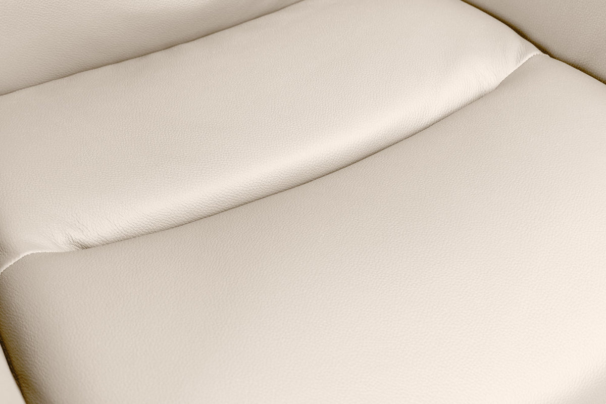Lot de 2x Chaise pivotante BIG GEORGE beige cuir véritable et microfibre avec accoudoir pieds en métal noir