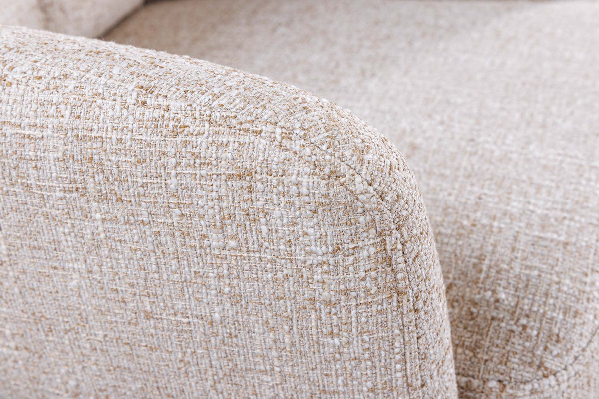 Lot de 2x Chaise pivotante BIG GEORGE champagne grège tissu structuré bois de chêne avec accoudoir