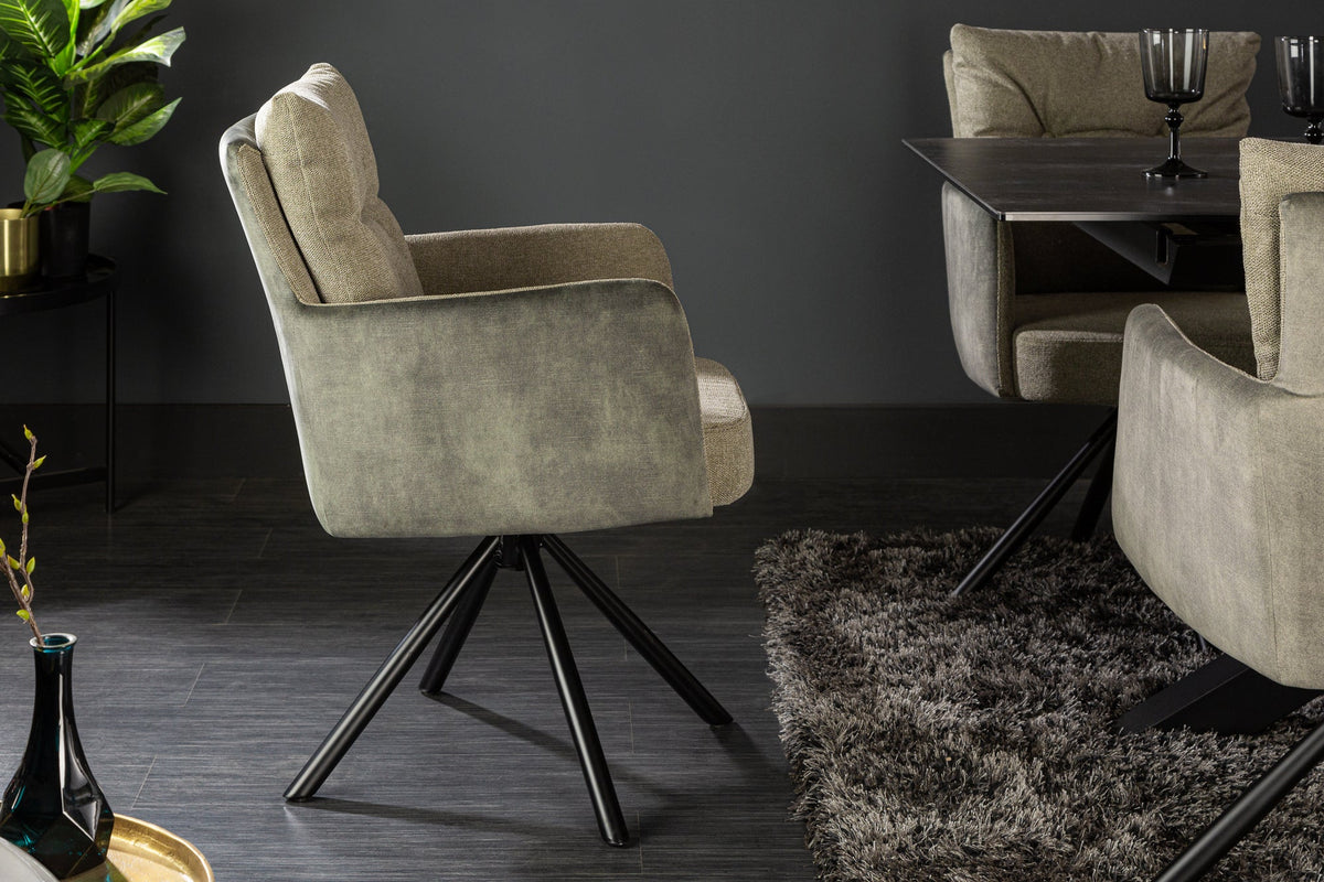 Lot de 2x Chaise pivotante BIG GEORGE, vert, velours, tissu structuré, fauteuil avec accoudoirs, ressorts à poche