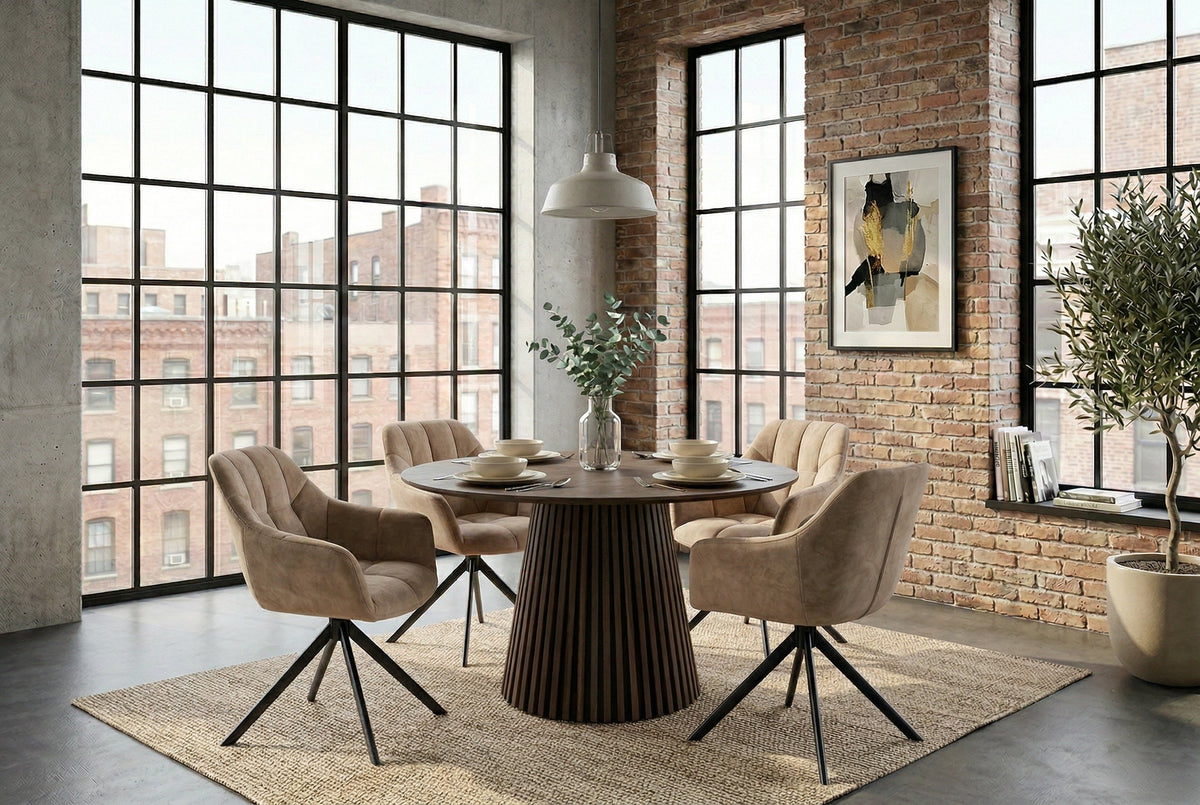 Lot de 2x Chaise pivotante PAPILLON champagne grège velours avec accoudoirs piètement métal noir