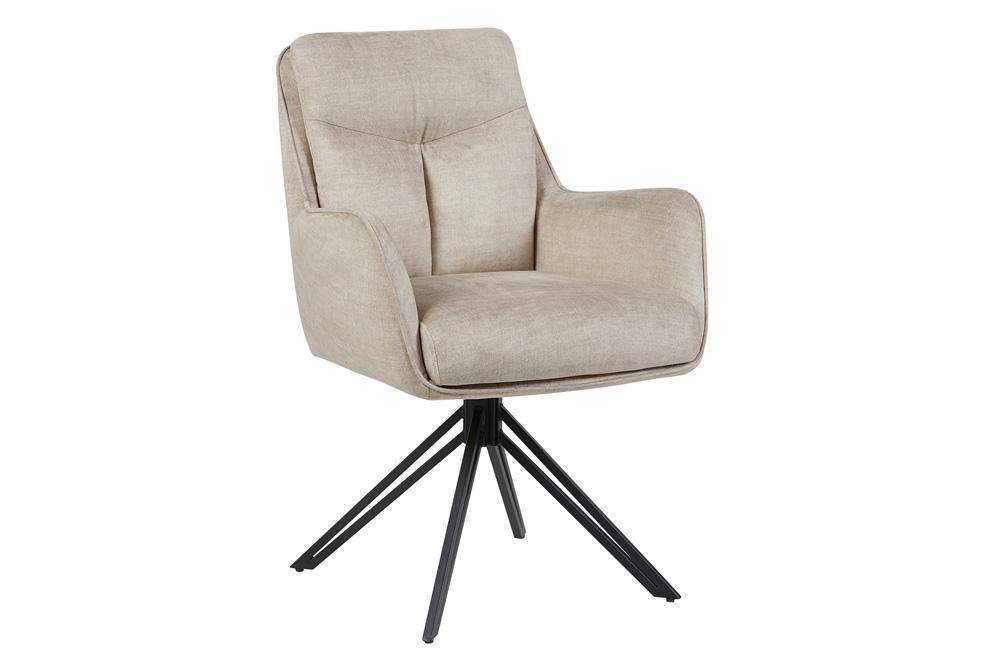 Lot de 2x Chaise pivotante PROMETHEUS beige Vogue Velours Samt Taschenfederkern Metallgestell