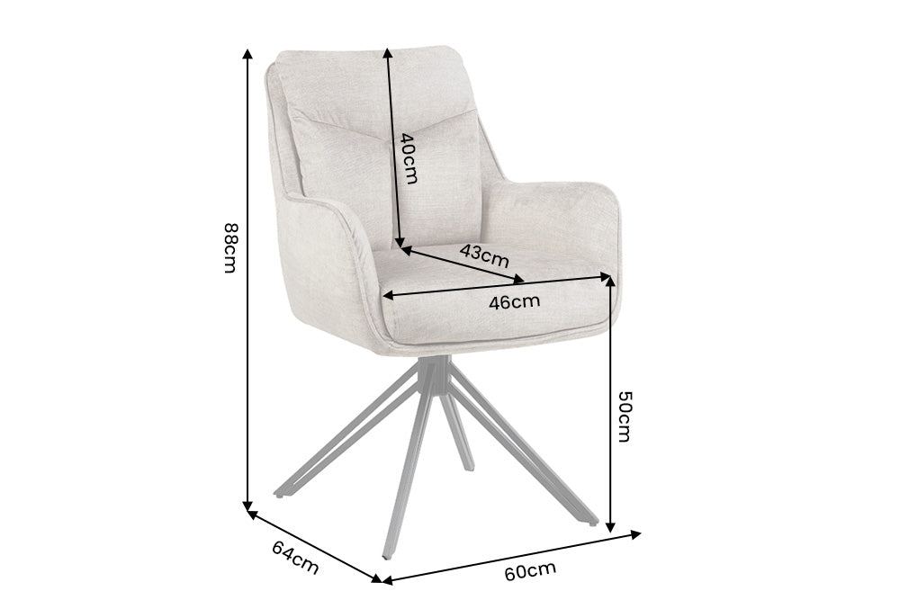 Lot de 2x Chaise pivotante PROMETHEUS taupe Vogue Velours Samt Taschenfederkern Metallgestell