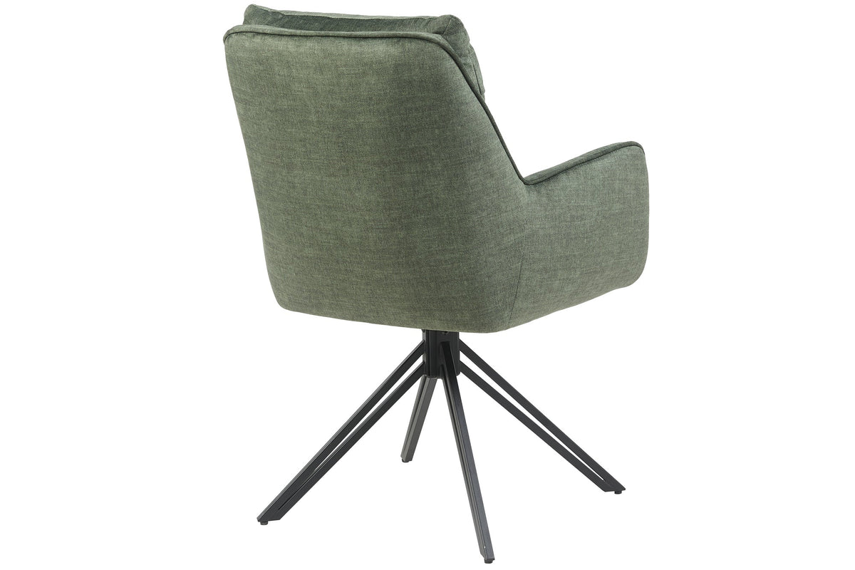 Lot de 2x Chaise pivotante PROMETHEUS vert mousse Vogue Velours velours ressorts ensachés métal