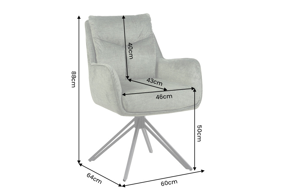 Lot de 2x Chaise pivotante PROMETHEUS vert mousse Vogue Velours velours ressorts ensachés métal