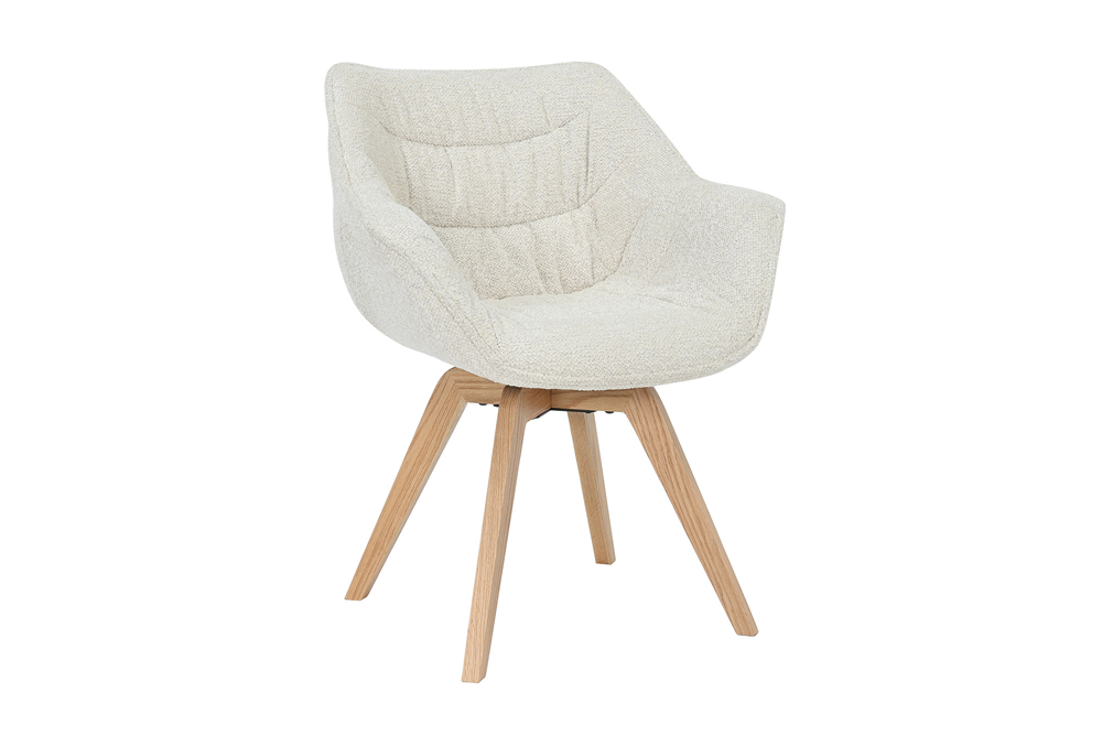 Lot de 2x Chaise pivotante THE DUTCH COMFORT beige Bouclé Tweed Soft bois de chêne