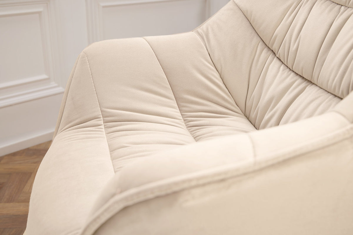 Lot de 2x Chaise pivotante THE DUTCH COMFORT champagne beige velours pieds en métal noir