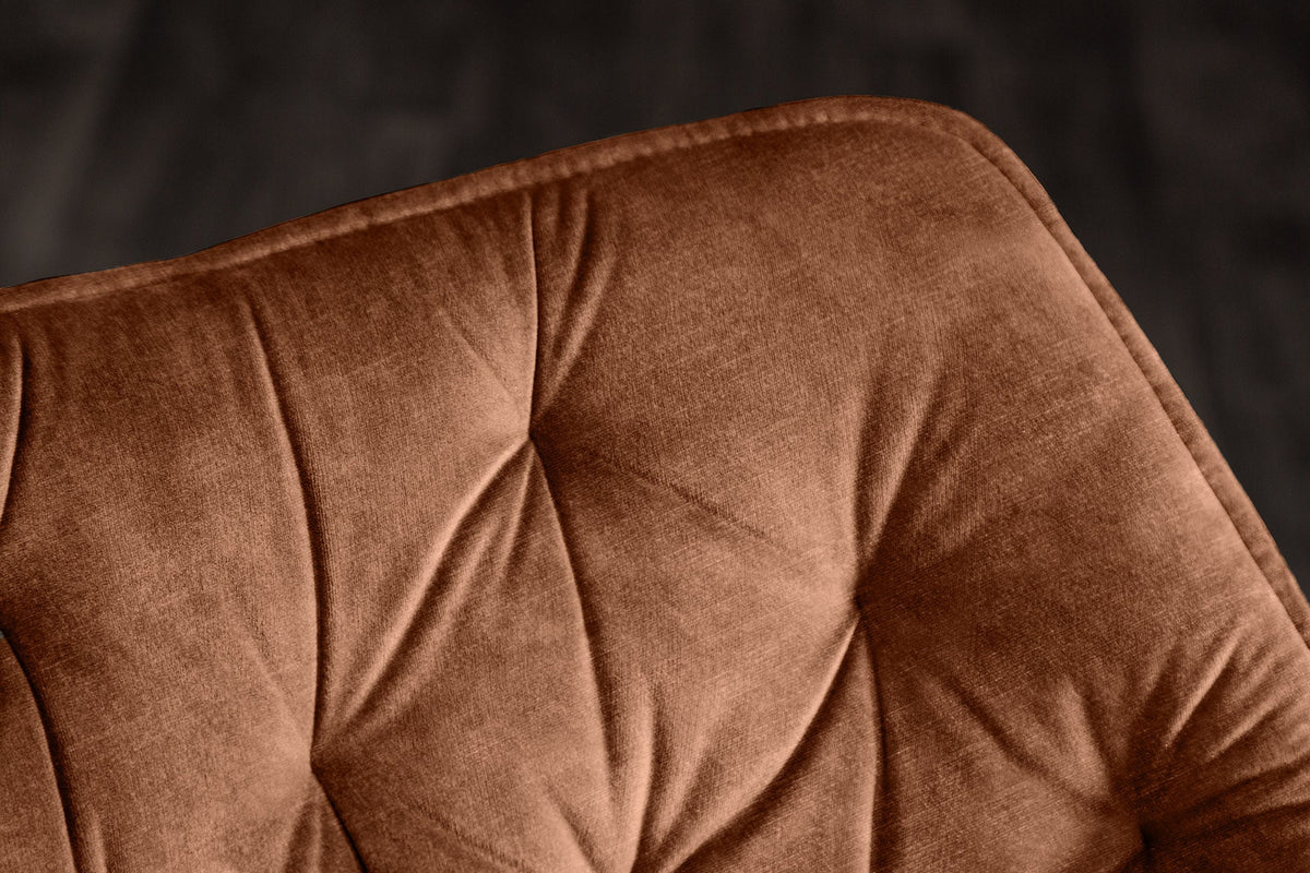 Lot de 2x Chaise pivotante THE DUTCH COMFORT rouille brun velours avec accoudoirs Modern Design