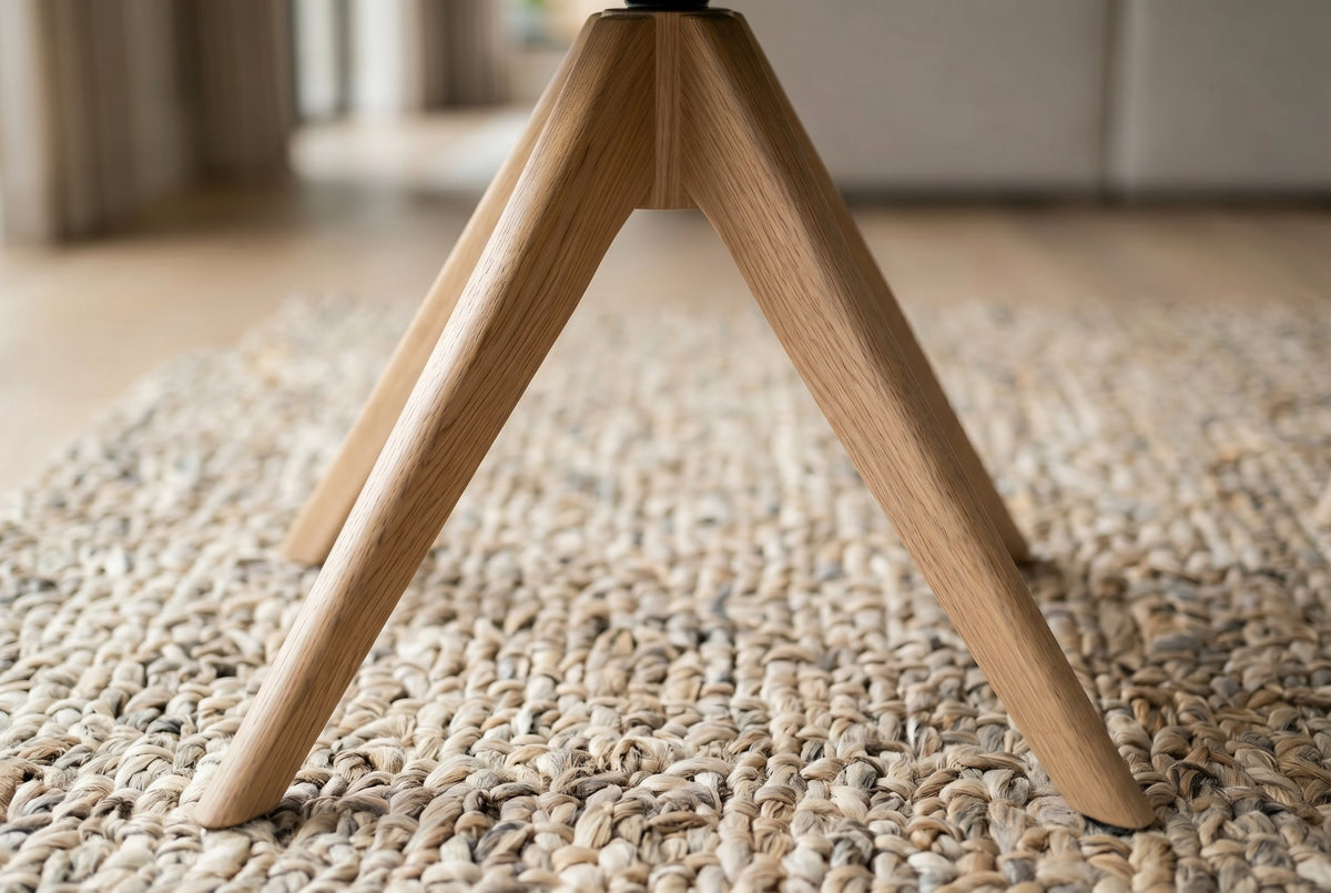 Lot de 2x Chaise pivotante UNIQUE beige chenille pieds en bois de chêne avec accoudoirs