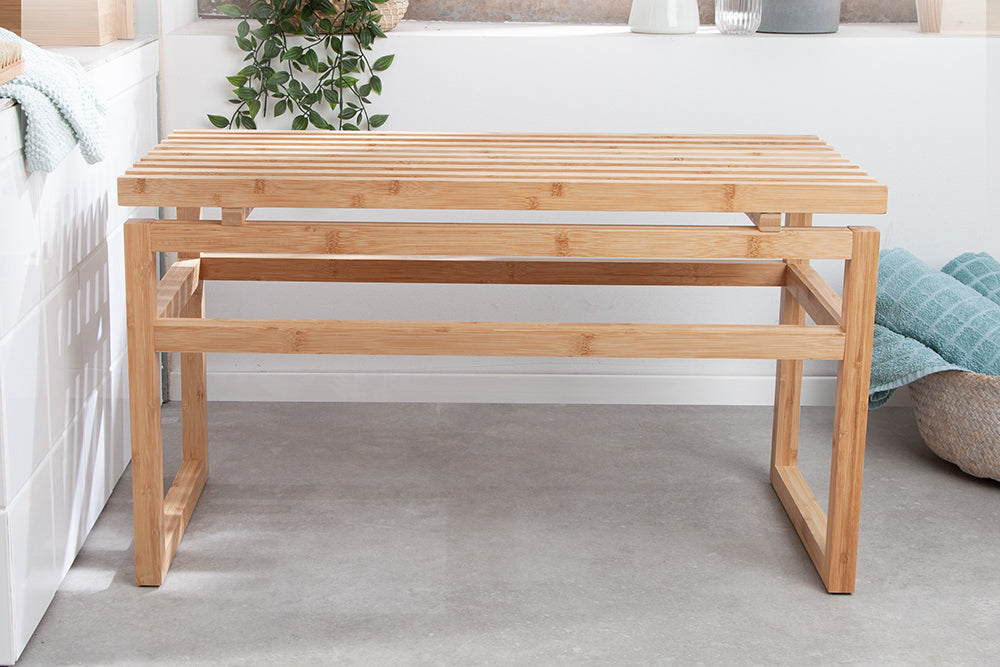 Lot de 2x Design banquette LAGOON SPA 75cm bois de bambou banquette de salle de bain