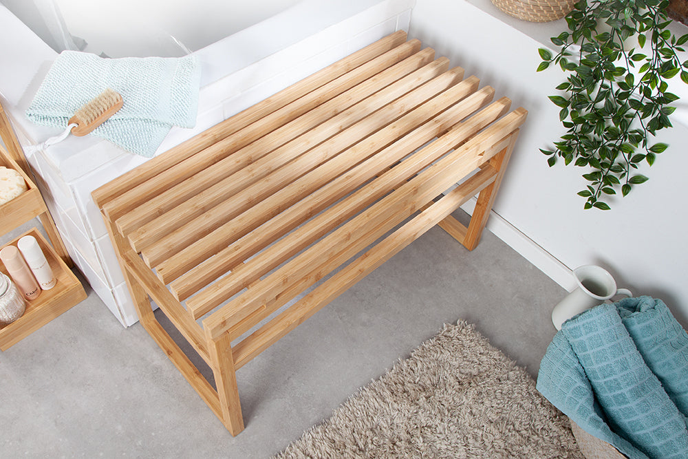 Lot de 2x Design banquette LAGOON SPA 75cm bois de bambou banquette de salle de bain