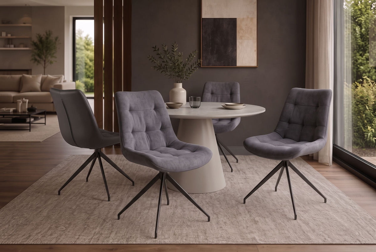 Lot de 2x Design chaise DIVANI gris clair structure métallique noire style rétro