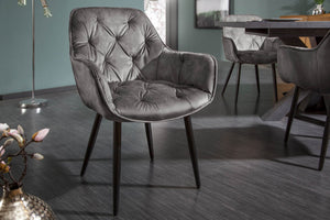 Lot de 2x Design chaise MILANO vert velours avec accoudoir surpiqûre décorative rembourrée pieds métalliques noirs