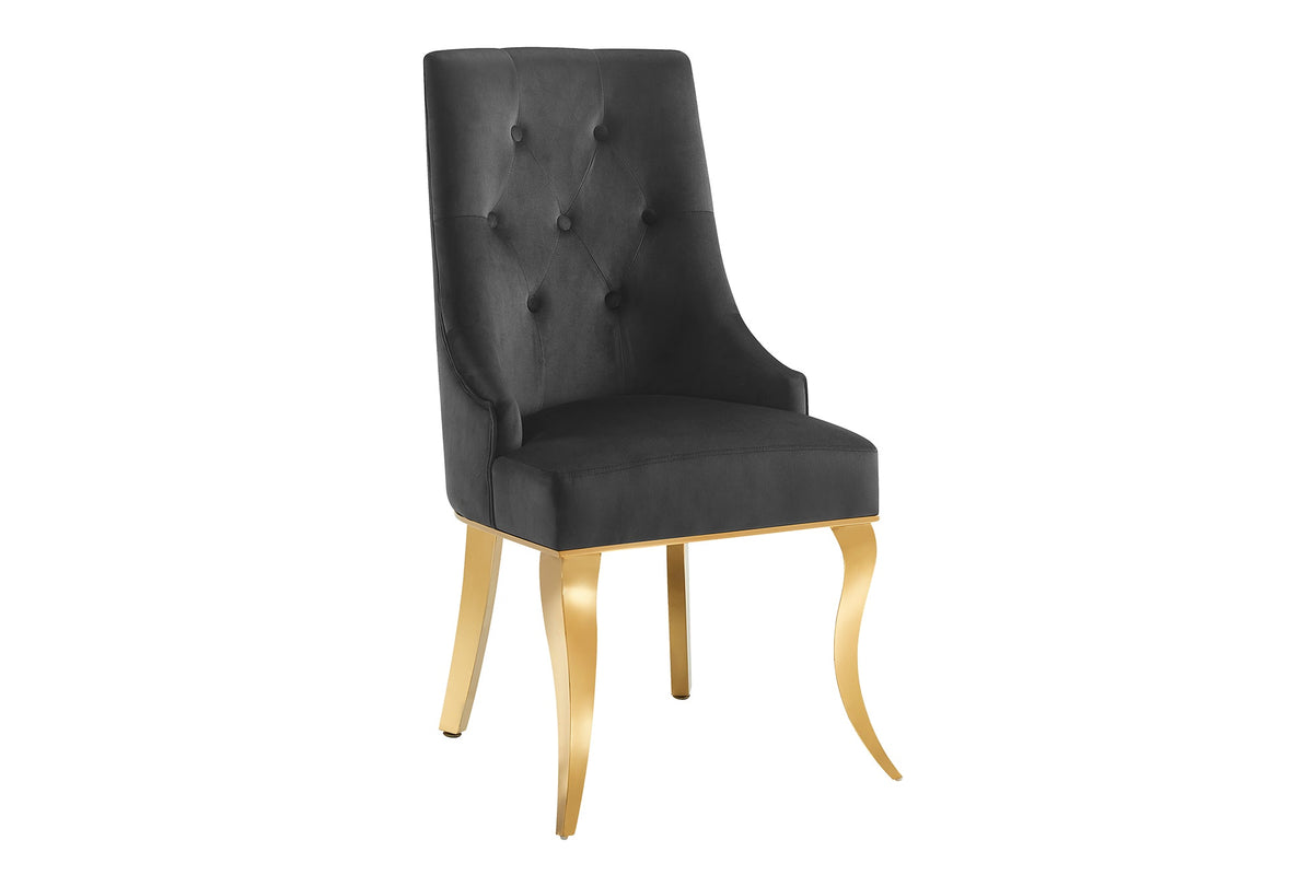 Lot de 2x Design chaise MODERN BAROCK DELUXE noir velours or acier inoxydable avec tête de lion