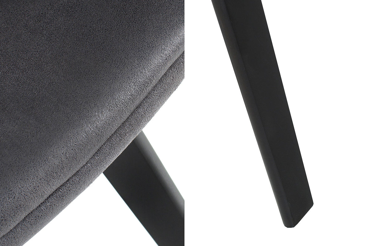 Lot de 2x Design chaise NORDIC STAR antique gris microfibre bois massif noir avec accoudoir rembourré