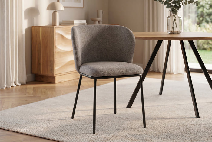 Lot de 2x Design Stuhl LYON gris beige chenille pieds en métal noirs