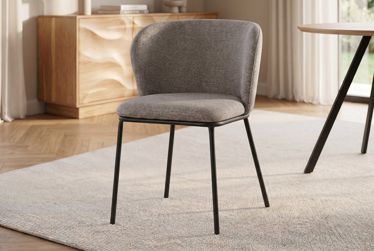 Lot de 2x Design Stuhl LYON gris beige chenille pieds en métal noirs