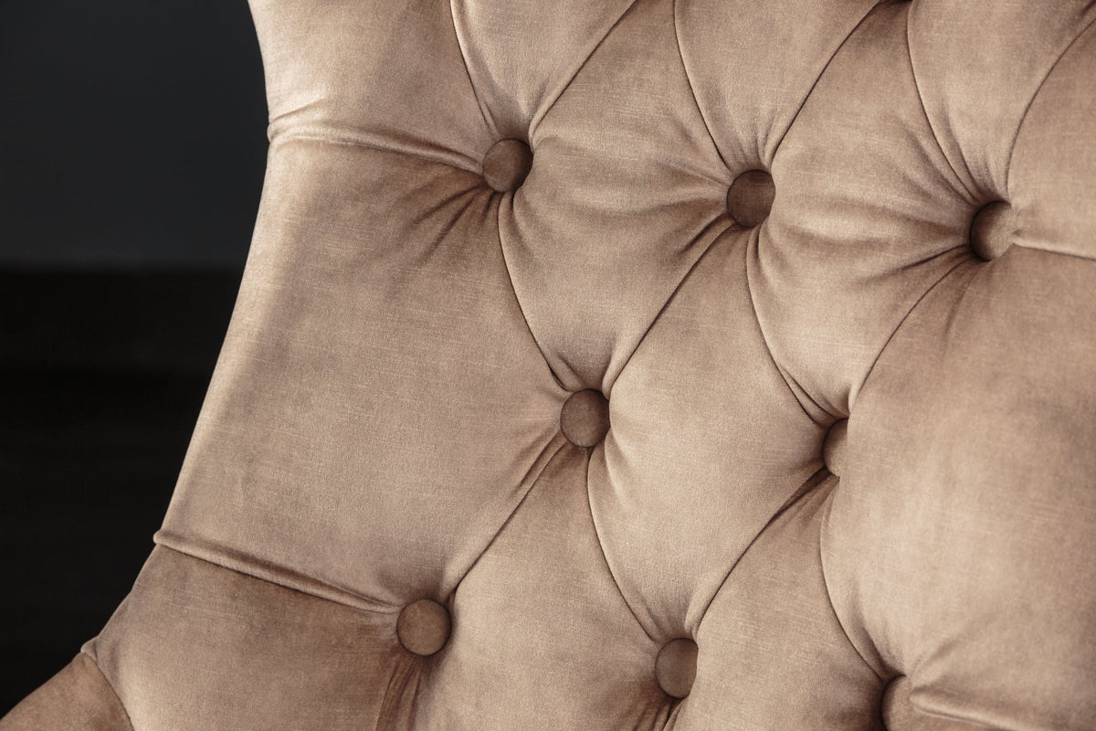 Lot de 2x Élégant fauteuil CASTLE cappuccino velours style maison de campagne avec poignée confort
