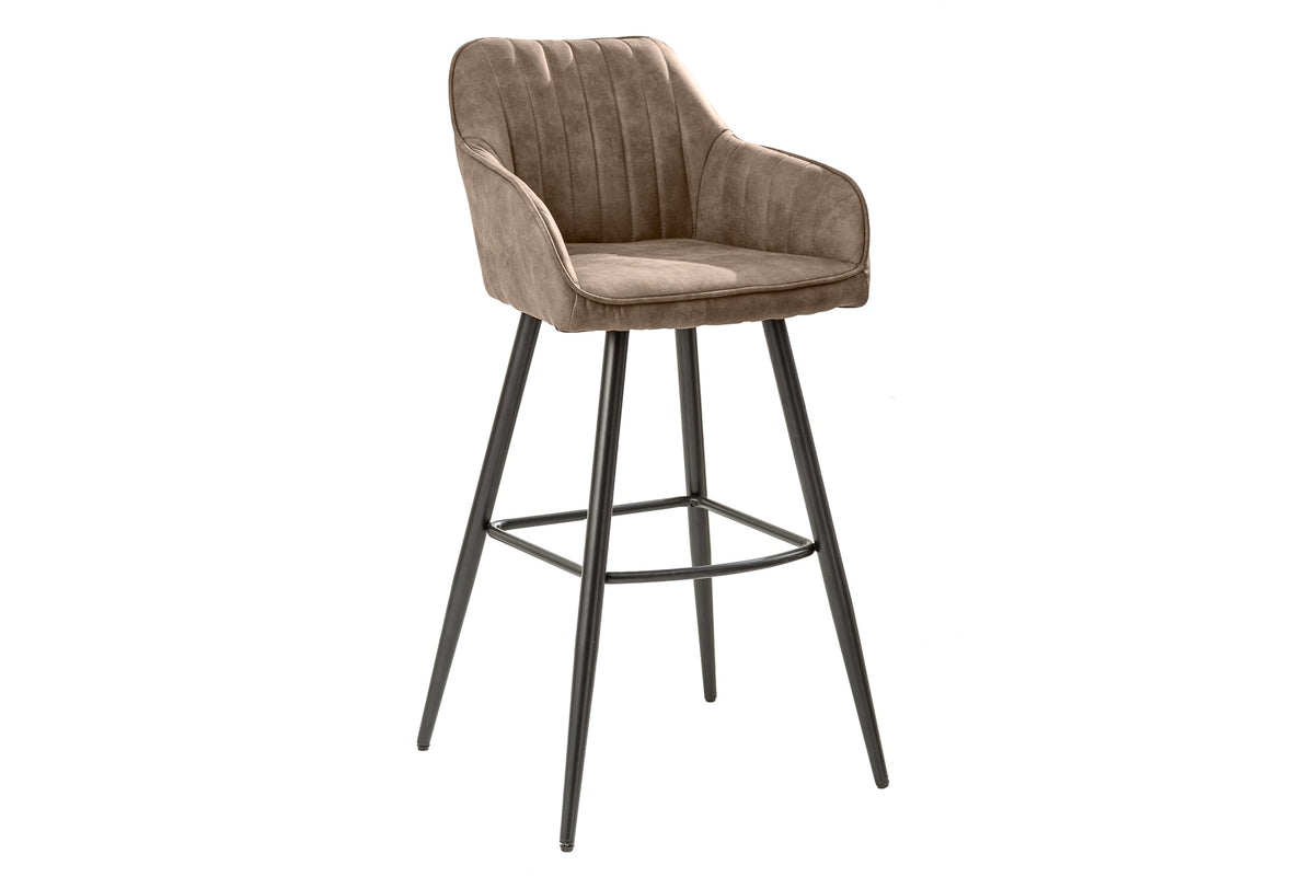 Lot de 2x Élégant tabouret de bar TURIN vintage taupe avec matelassage décoratif tabouret de bar avec accoudoir