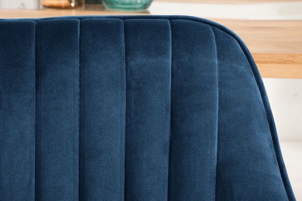Lot de 2x Fauteuil élégant à accoudoirs TURIN bleu roi velours avec surpiqûre décorative