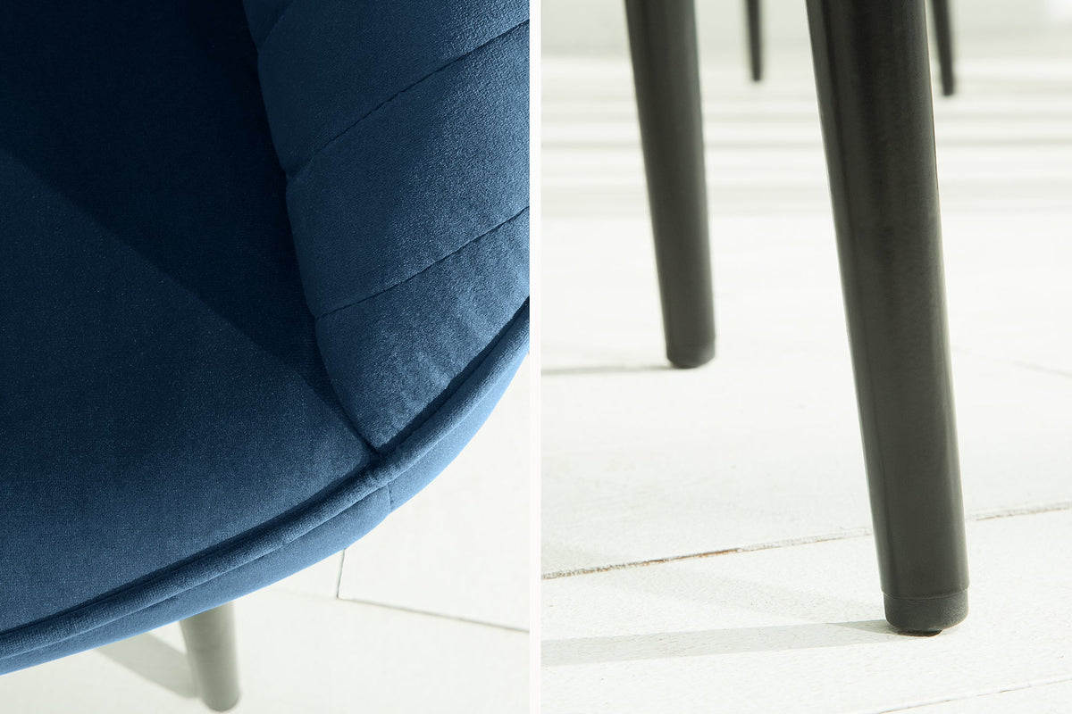 Lot de 2x Fauteuil élégant à accoudoirs TURIN bleu roi velours avec surpiqûre décorative