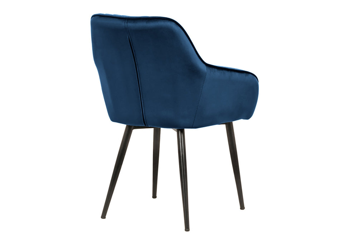 Lot de 2x Fauteuil élégant à accoudoirs TURIN bleu roi velours avec surpiqûre décorative